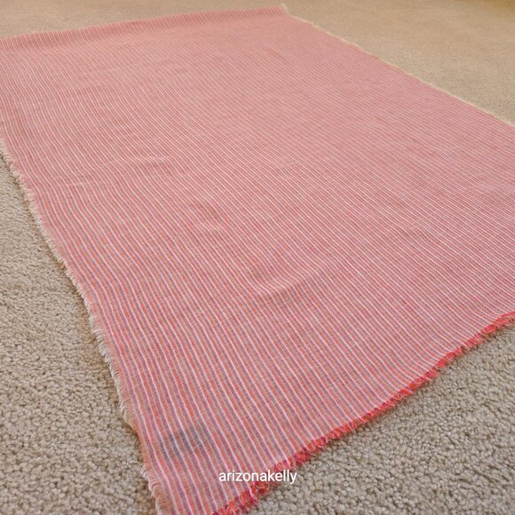 Linen Blend Large Striped Scarf Pink, Orange, and White - Picture 5 of 14